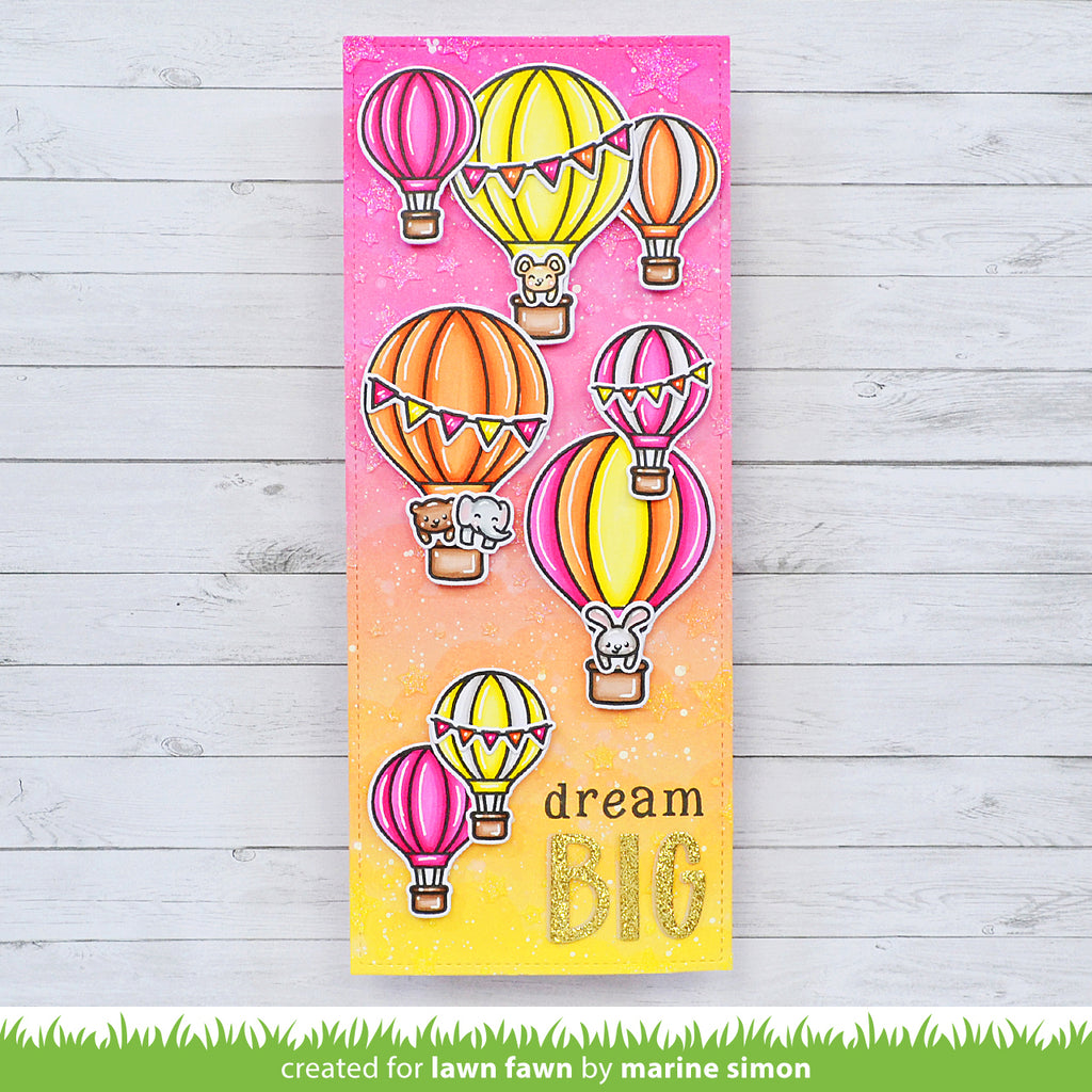 Lawn Fawn Fly High Clear Stamps lf3069 dream big sunset card
