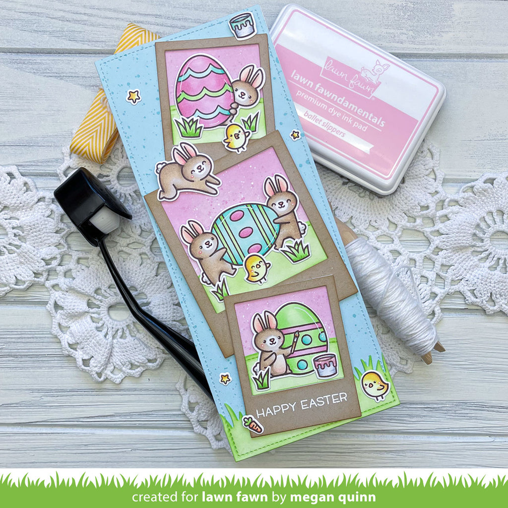 Lawn Fawn Eggstraordinary Easter Clear Stamps lf3077 slimline polaroid easter card