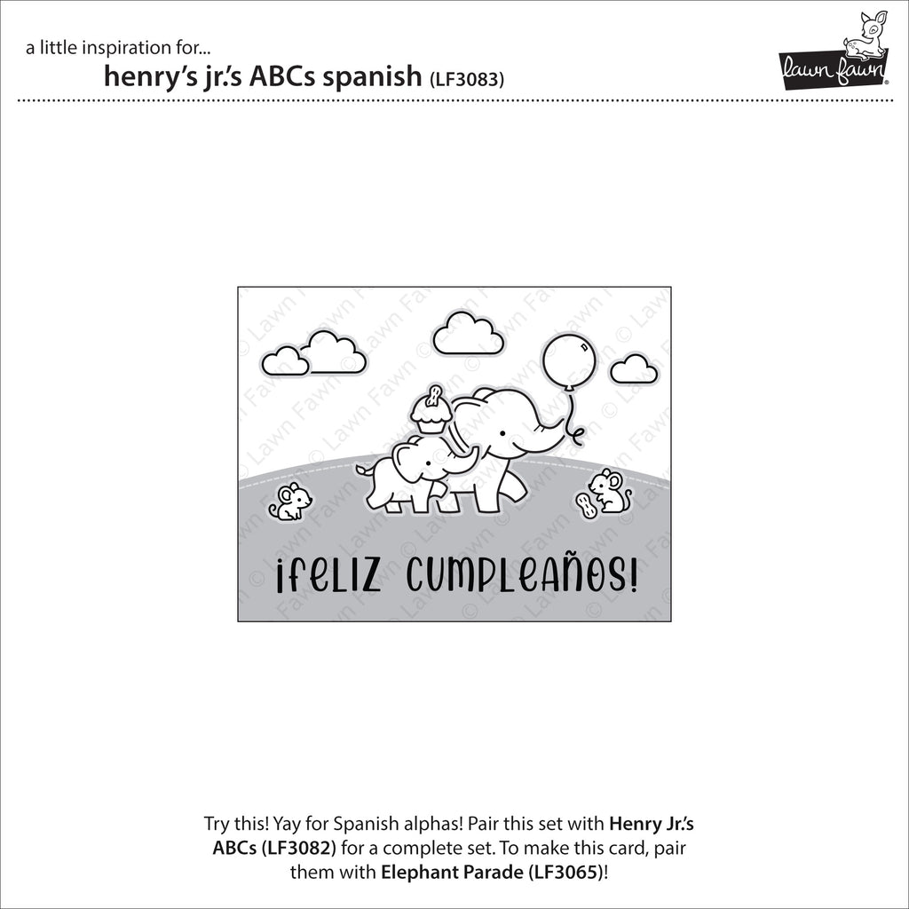 Lawn Fawn Henry Jr's ABCs Spanish Add-On Clear Stamps lf3083 sample spelling