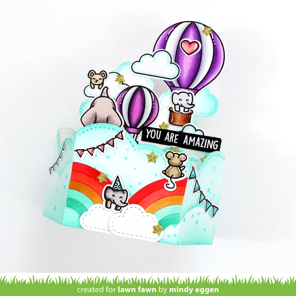 Lawn Fawn Platform Pop-Up Cloud Inserts Dies lf3092 Hot Air Balloon 3D Card