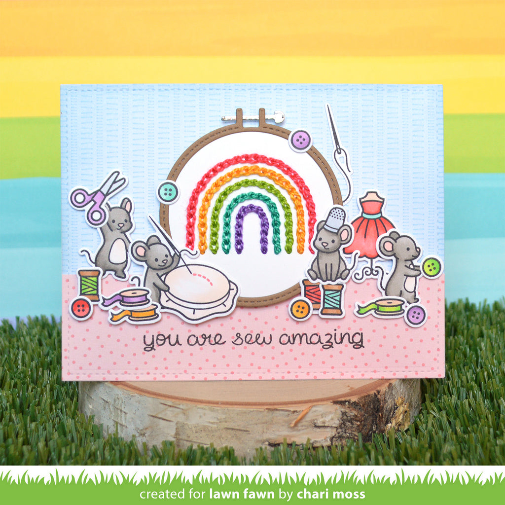 Lawn Fawn Embroidery Hoop Rainbow Add-On Die lf3094 Sew Amazing Card | color-code:ALT1