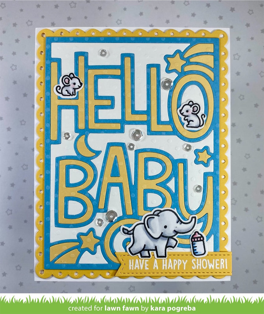 Lawn Fawn Giant Outlined Hello Baby Die lf3102 Hello Baby Shower Card