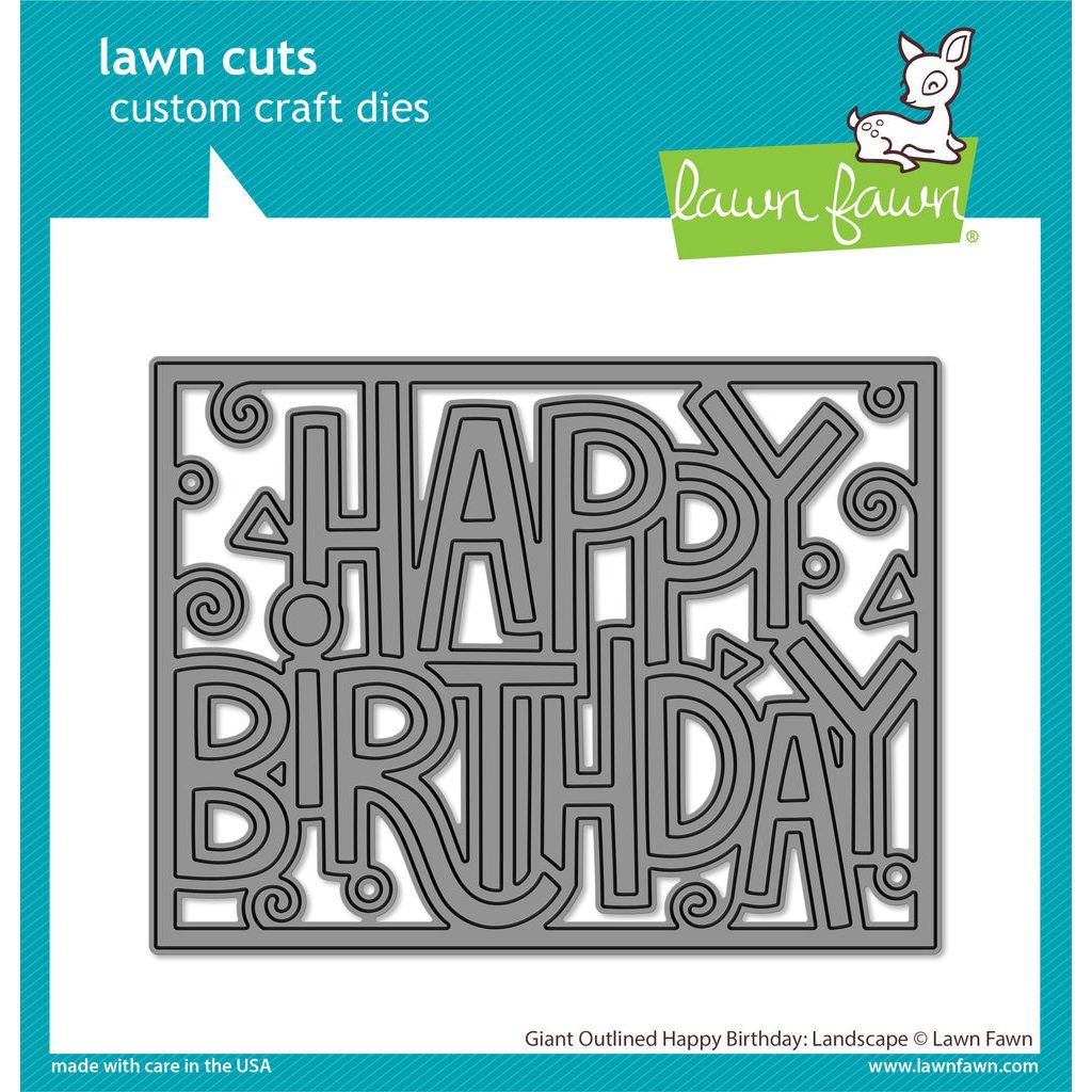 Lawn Fawn Landscape Giant Outlined Happy Birthday Die lf3103