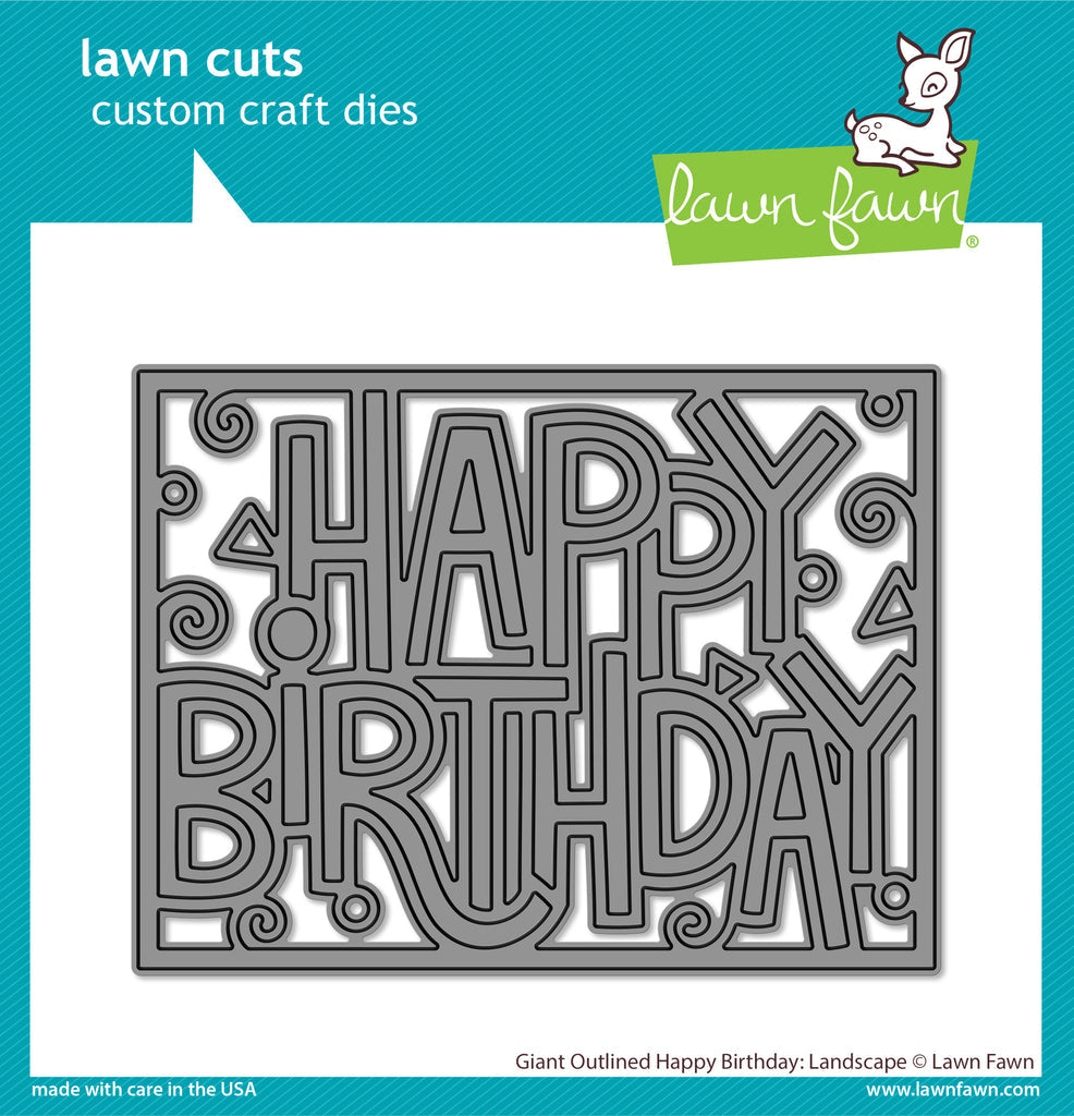 Lawn Fawn Landscape Giant Outlined Happy Birthday Die lf3103