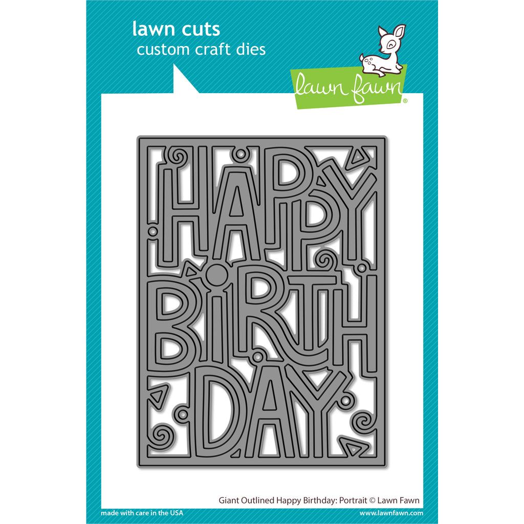 Lawn Fawn Portrait Giant Outlined Happy Birthday Die lf3104