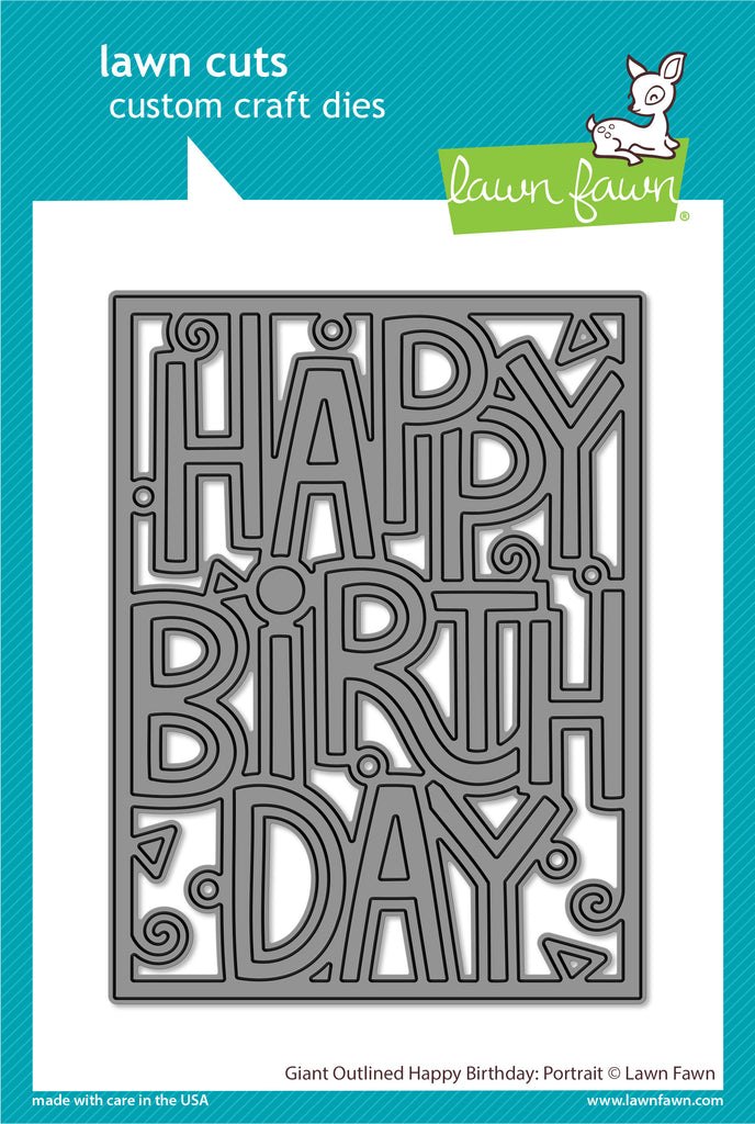 Lawn Fawn Portrait Giant Outlined Happy Birthday Die lf3104