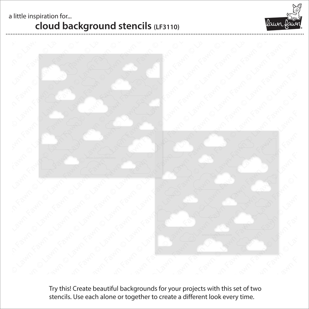 Lawn Fawn Cloud Background Stencils lf3110 both stencils in pack shown