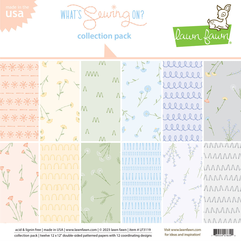 Lawn Fawn What's Sewing On 12x12 Inch Collection Pack lf3119