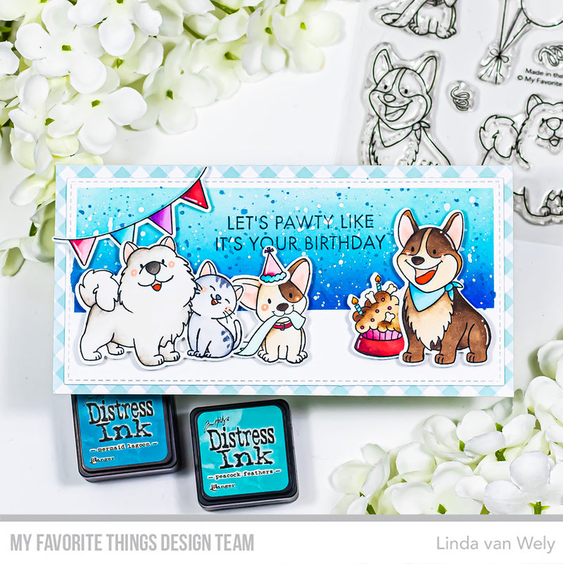 My Favorite Things Presents and Pupcakes Clear Stamps yuzu016 Slimline Pawty | color-code:ALT03