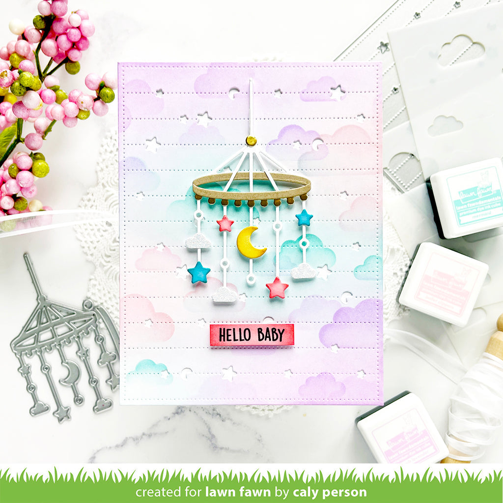 Lawn Fawn Moon and Stars Mobile Dies lf3098 Moon and Stars Backdrop Card
