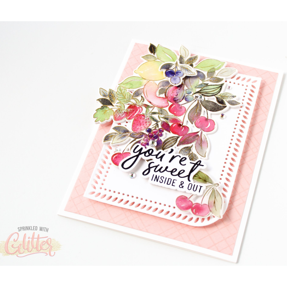 PinkFresh Studio Fruitalicious Stencil Set 189923 You're Sweet Floral Encouragement Card | color-code:ALT03
