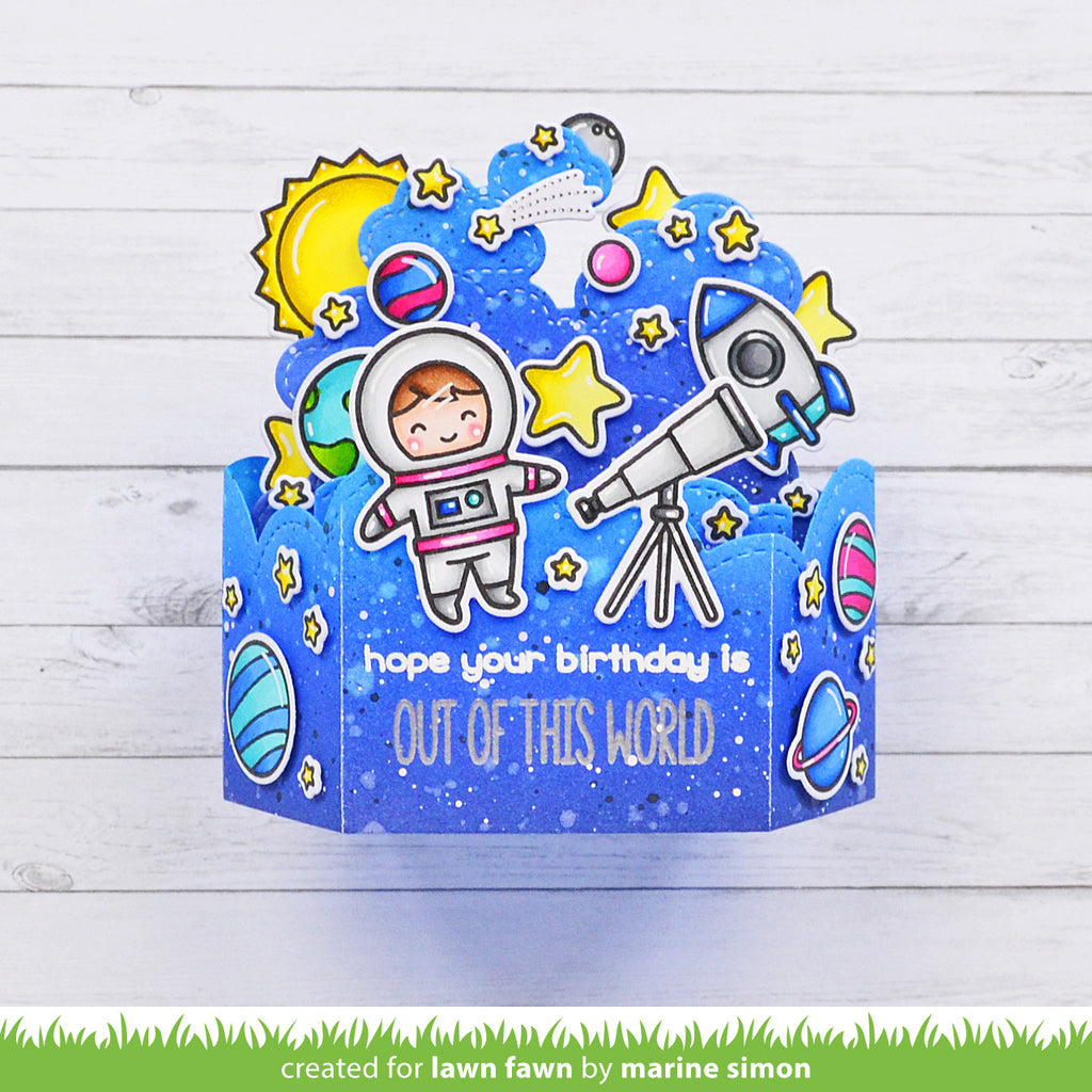 Lawn Fawn Platform Pop-Up Cloud Inserts Dies lf3092 Out of This World 3D Card