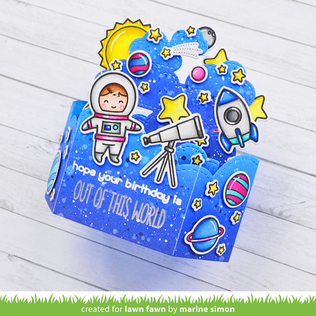 Lawn Fawn Platform Pop-Up Cloud Wrap Around Dies lf3091 Out of This World 3D Card