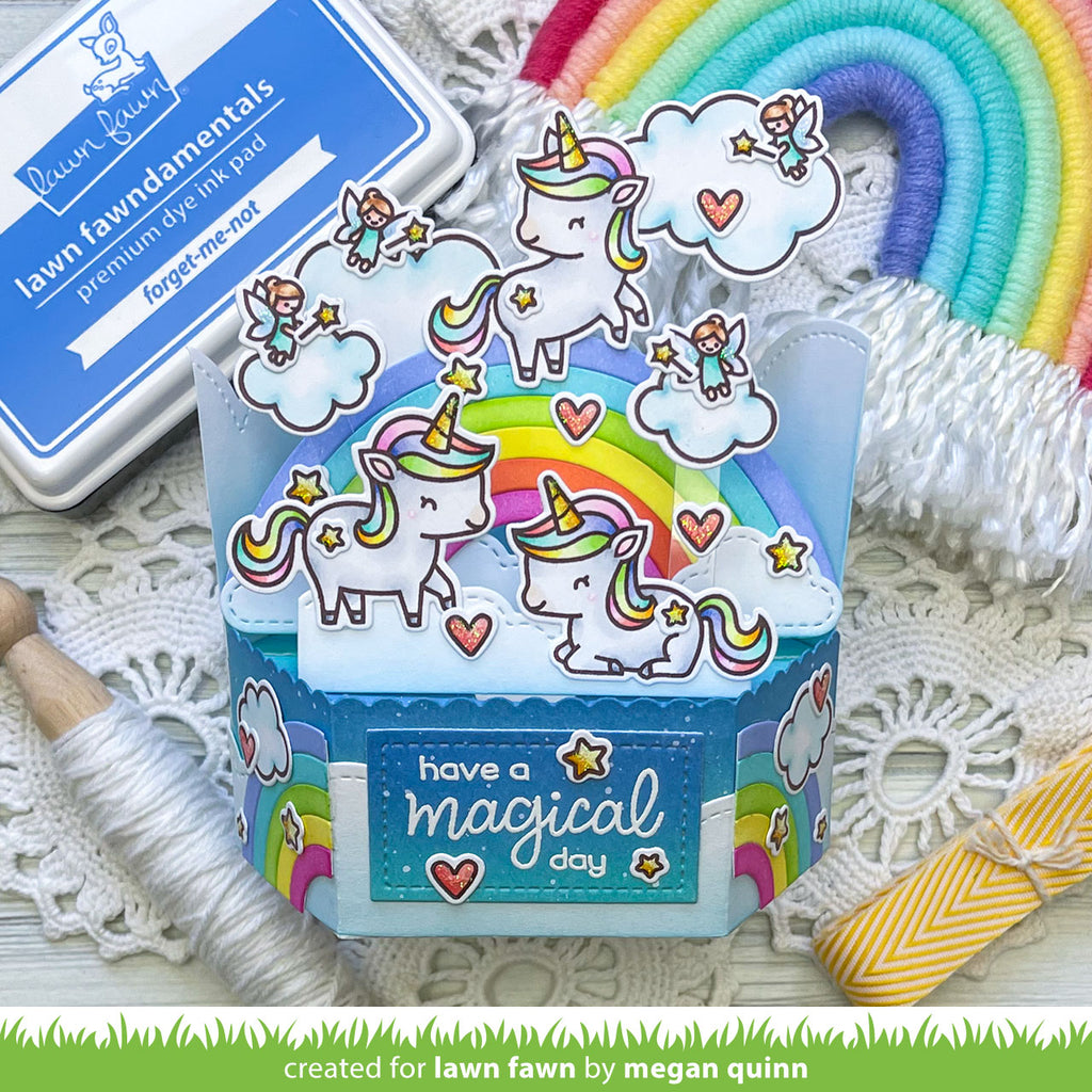 Lawn Fawn Platform Pop-Up Cloud Wrap Around Dies lf3091 Unicorn Card