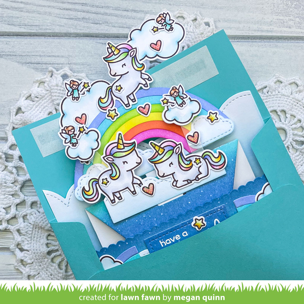 Lawn Fawn Platform Pop-Up Cloud Inserts Dies lf3092 Unicorn 3D Card