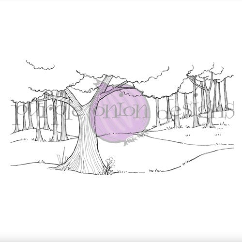 Purple Onion Designs Woodland Background Unmounted Cling Stamp pod1256