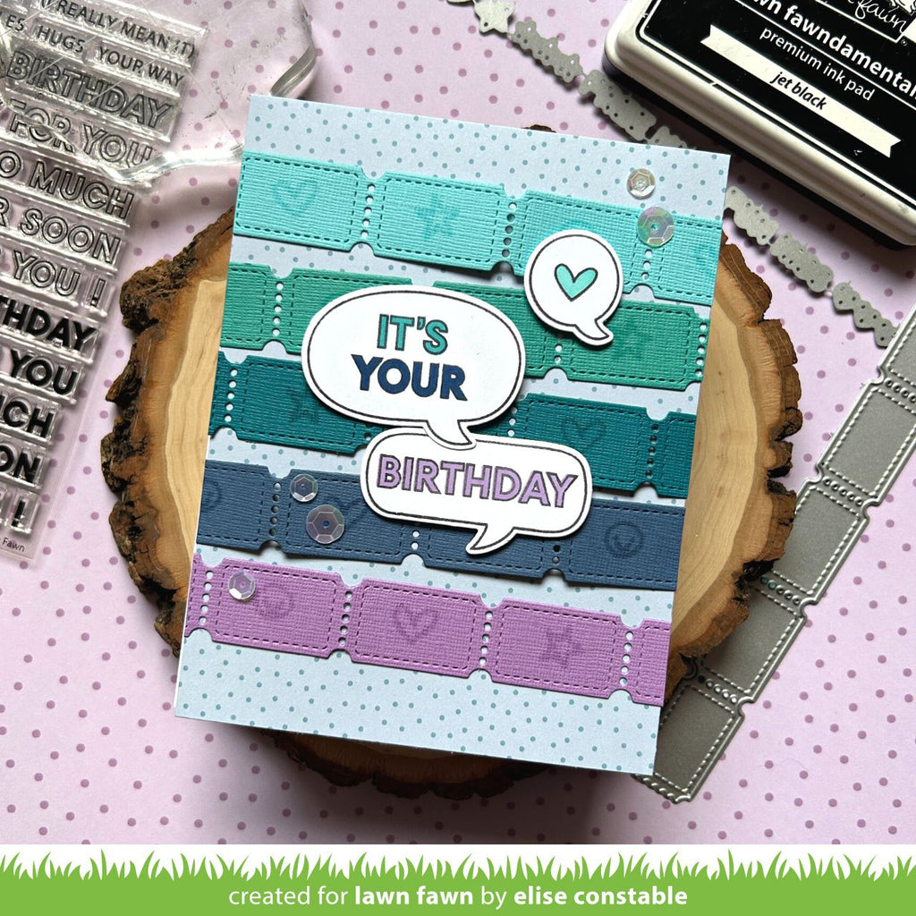 Lawn Fawn Stripes 'n Sprinkles 6x6 Inch Petite Pack lf2921 Tickets in Cool Colors Birthday Card | color-code:ALT1