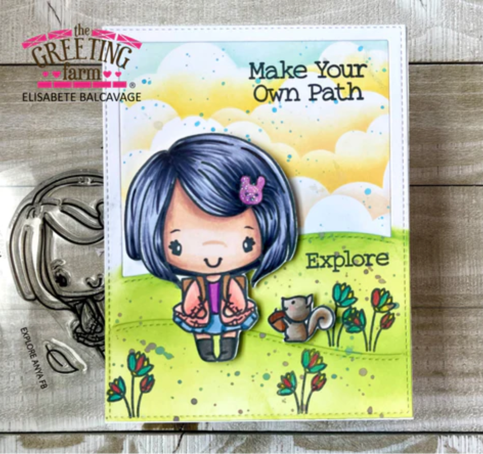 The Greeting Farm Explore Anya Front and Back Clear Stamps tgf654 Path Scene | color-code:ALT03