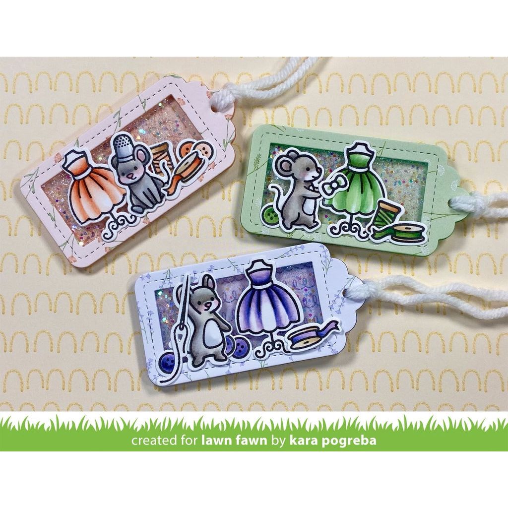 Lawn Fawn Sew Very Mice Clear Stamps lf3061 Sparkly Mice Dress Tags | color-code:ALT2