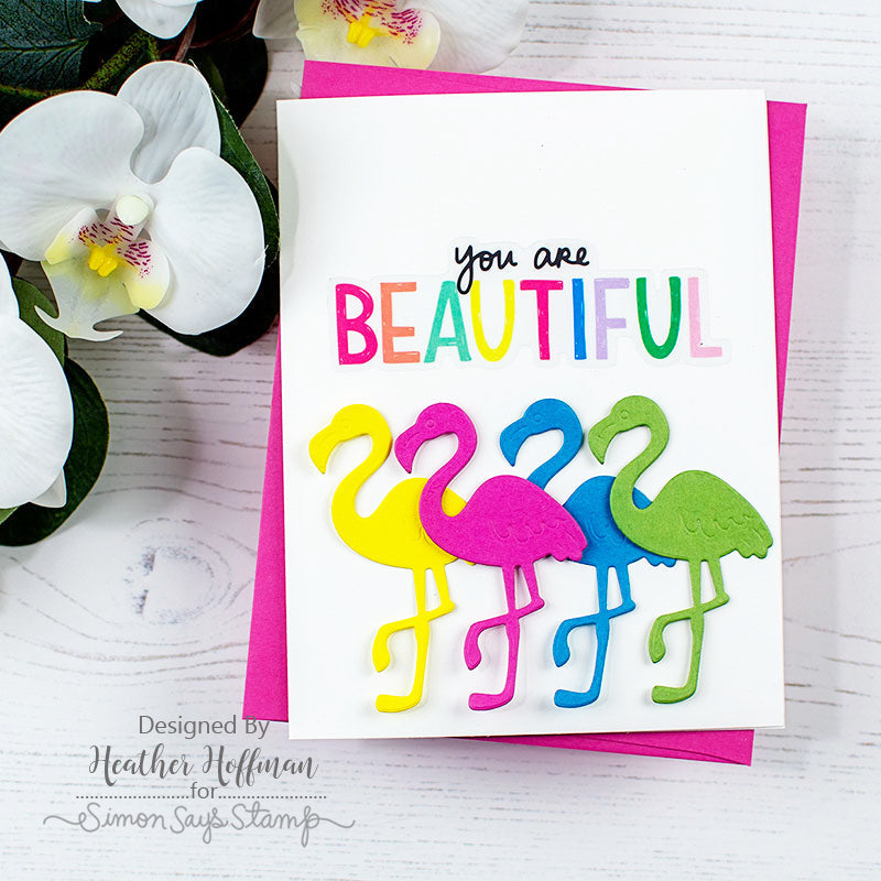 SimSimon Says Stamp FLAMINGO Wafer Die sssd111858 Heather Hoffman You Are Beautiful Flamboyance Card