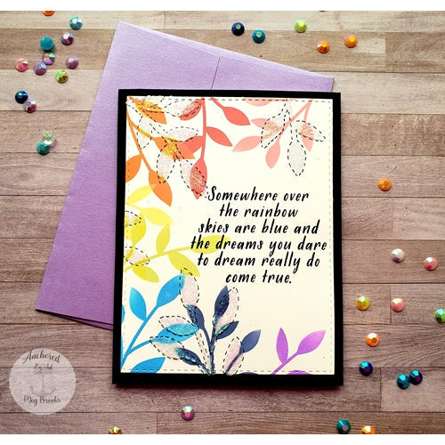 Simon Says Stamp! Simon Says Stamp Stencils LEAVES ssst121463 Over the Rainbow Card