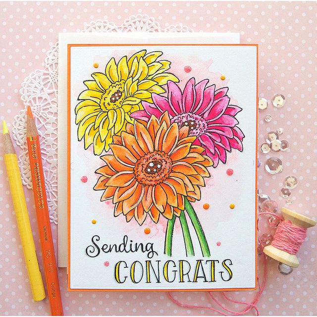 Simon Says Stamp! Simon Says Stamp Suzy's FLOWER SENTIMENTS Watercolor Prints szwcfs18 Congrats Card Suzy Plantamura