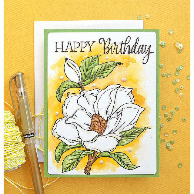 Simon Says Stamp! Simon Says Stamp Suzy's FLOWER SENTIMENTS Watercolor Prints szwcfs18 White Flower Birthday Card Suzy Plantamura