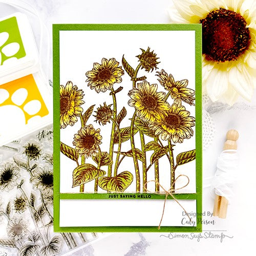 Simon Says Stamp! Simon Says Stamps and Stencils SUNFLOWER FIELDS set563sf Hello Card Caly Person | color-code:ALT0