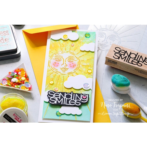 Simon Says Stamp! Simon Says Wood Stamp SENDING SMILES sssw401003 Slimline Sunshine Card