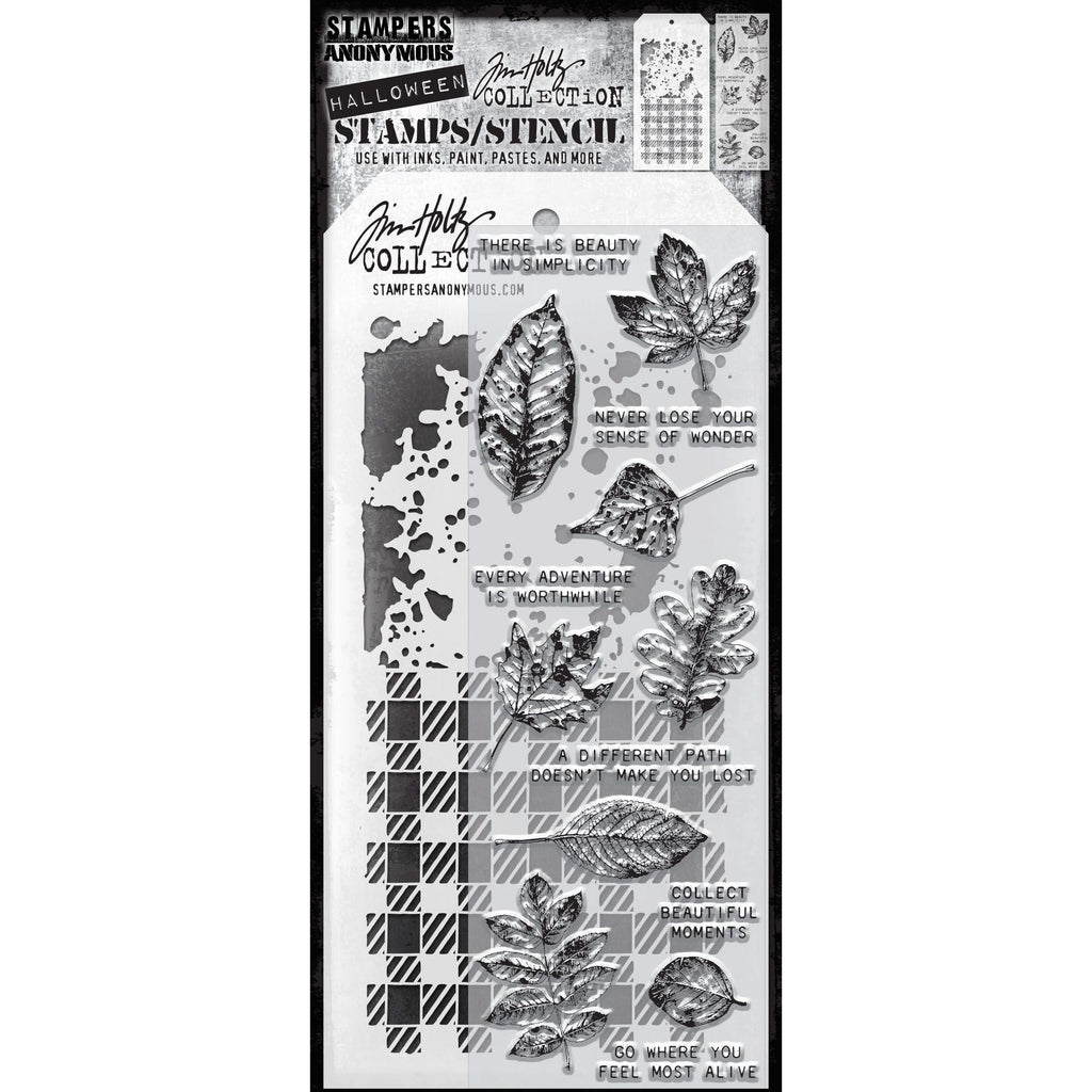 Tim Holtz Clear Stamps and Stencil Nature's Wonder, Gingham and Grime thmm150 1