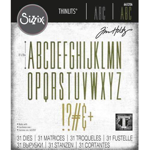 Tim Holtz Sizzix ALPHANUMERIC STRETCH UPPER Thinlits Dies 665206