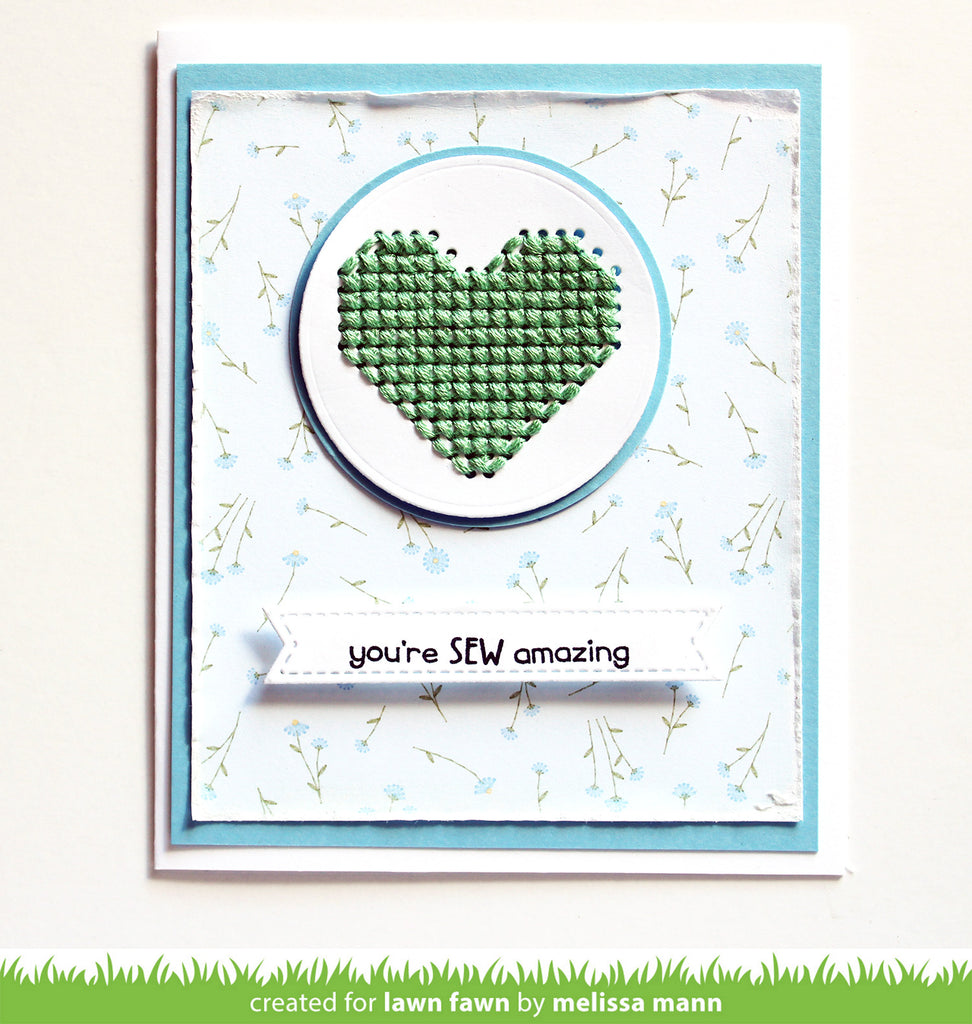 Lawn Fawn What's Sewing On 12x12 Inch Collection Pack lf3119 Sew Amazing Heart Card