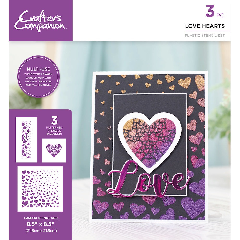 Crafter's Companion Love Hearts Stencil Set cc-sten-lovehea