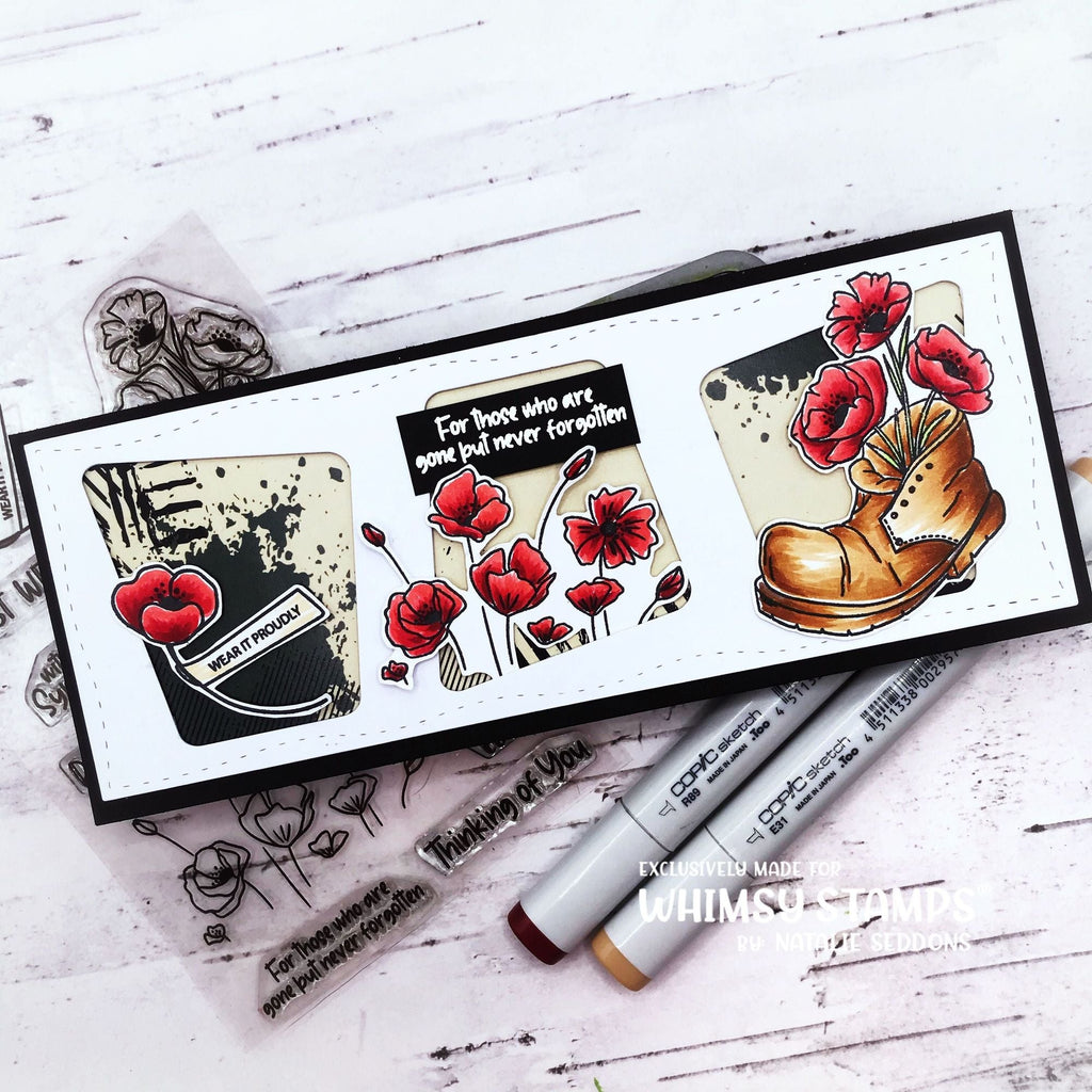 Whimsy Stamps Poppy Remembrance Clear Stamps CWSD206a Never Forgotten