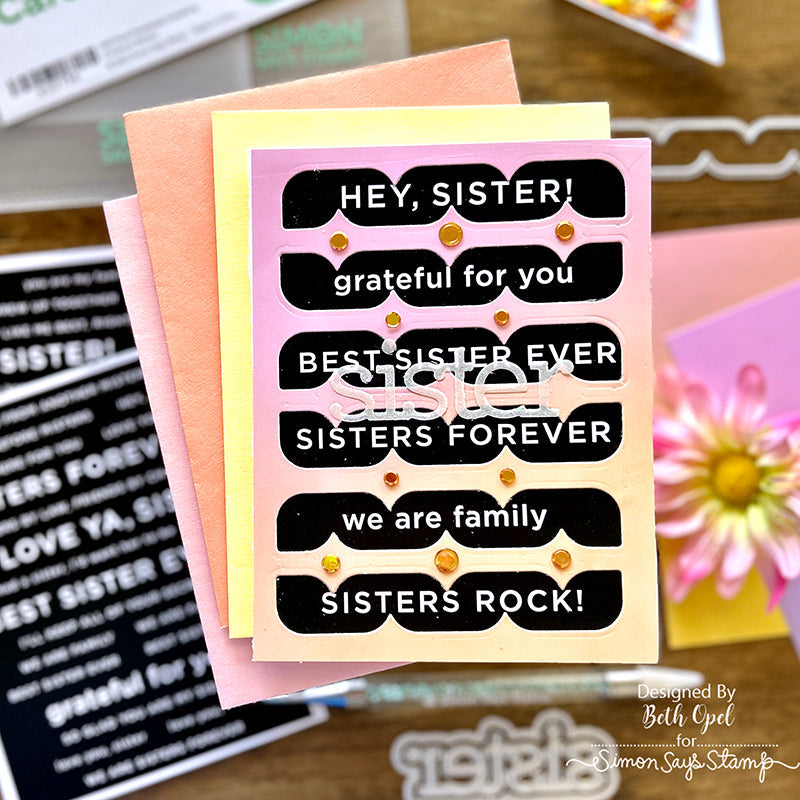 CZ Design Sentiment Strips Reverse Sister Sister Card | color-code:ALT01
