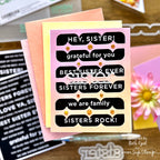 CZ Design Sentiment Strips Reverse Sister Sister Card | color-code:ALT01
