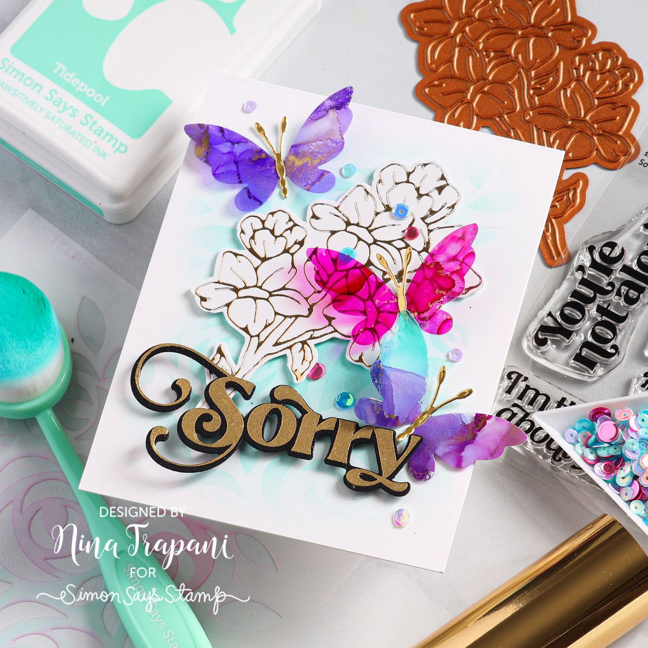 Simon Says Stamp Sequins Pretty Pastels eas0323 Sorry Card | color-code:ALT01