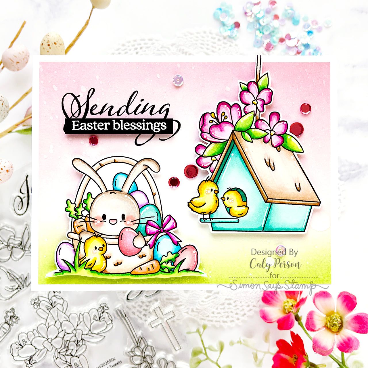 Simon Says Stamp Sequins Pretty Pastels eas0323 Easter Card | color-code:ALT02