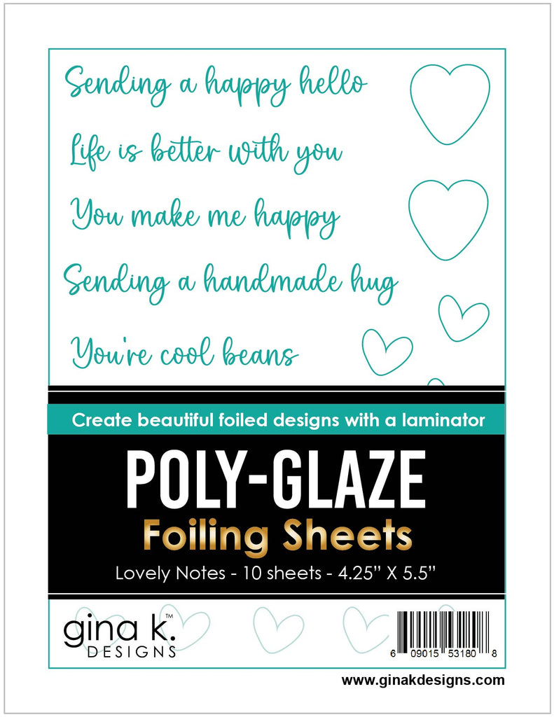 Gina K Designs Lovely Notes Poly-Glaze Foiling Sheets pgfln