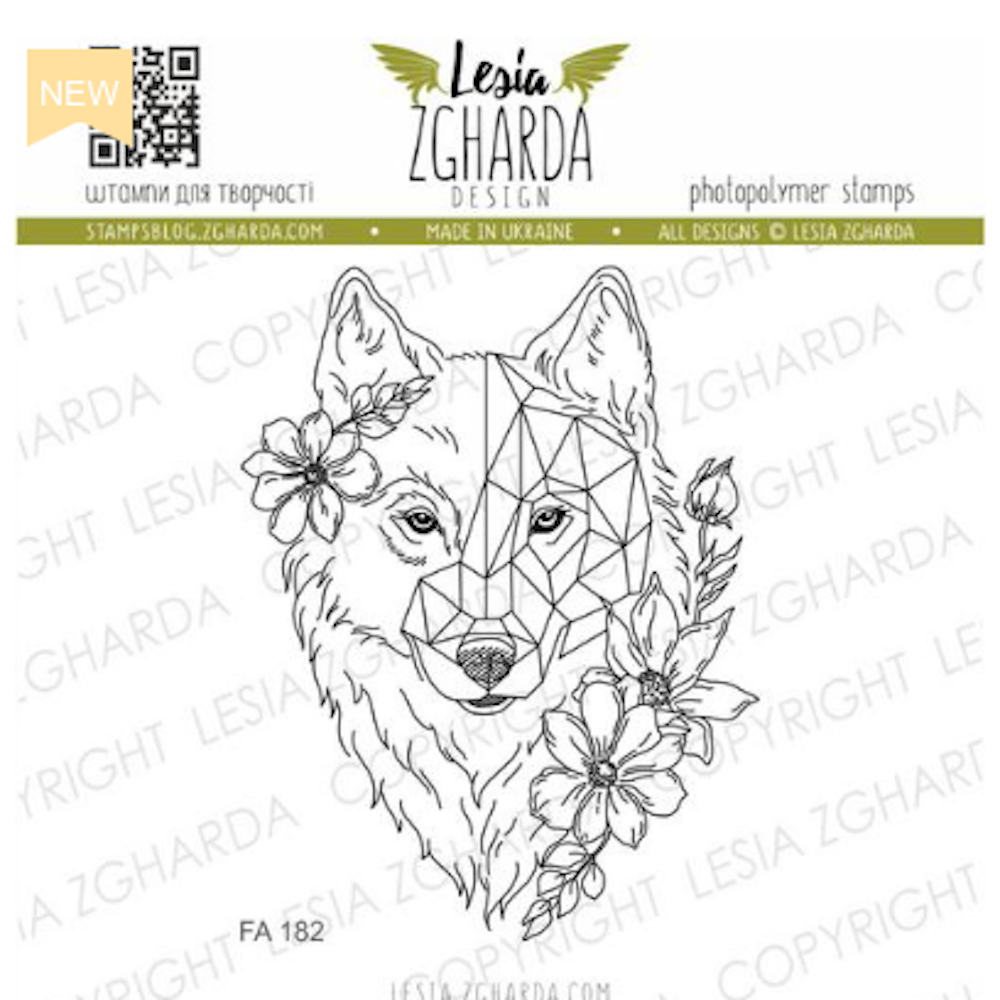 Lesia Zgharda Geometric Wolf Clear Stamp fa182