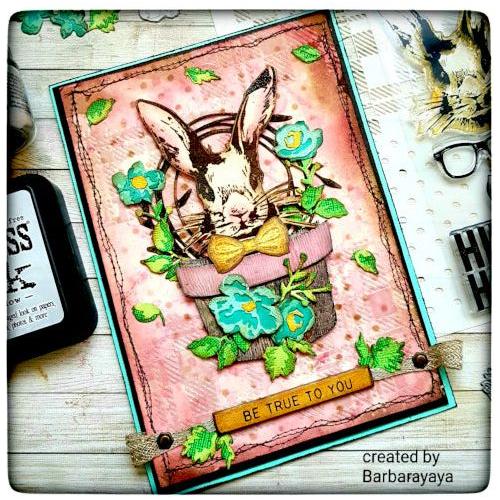Tim Holtz Clear Stamps and Stencil HIPSTER BUNNY THMM164 | color-code:ALT02
