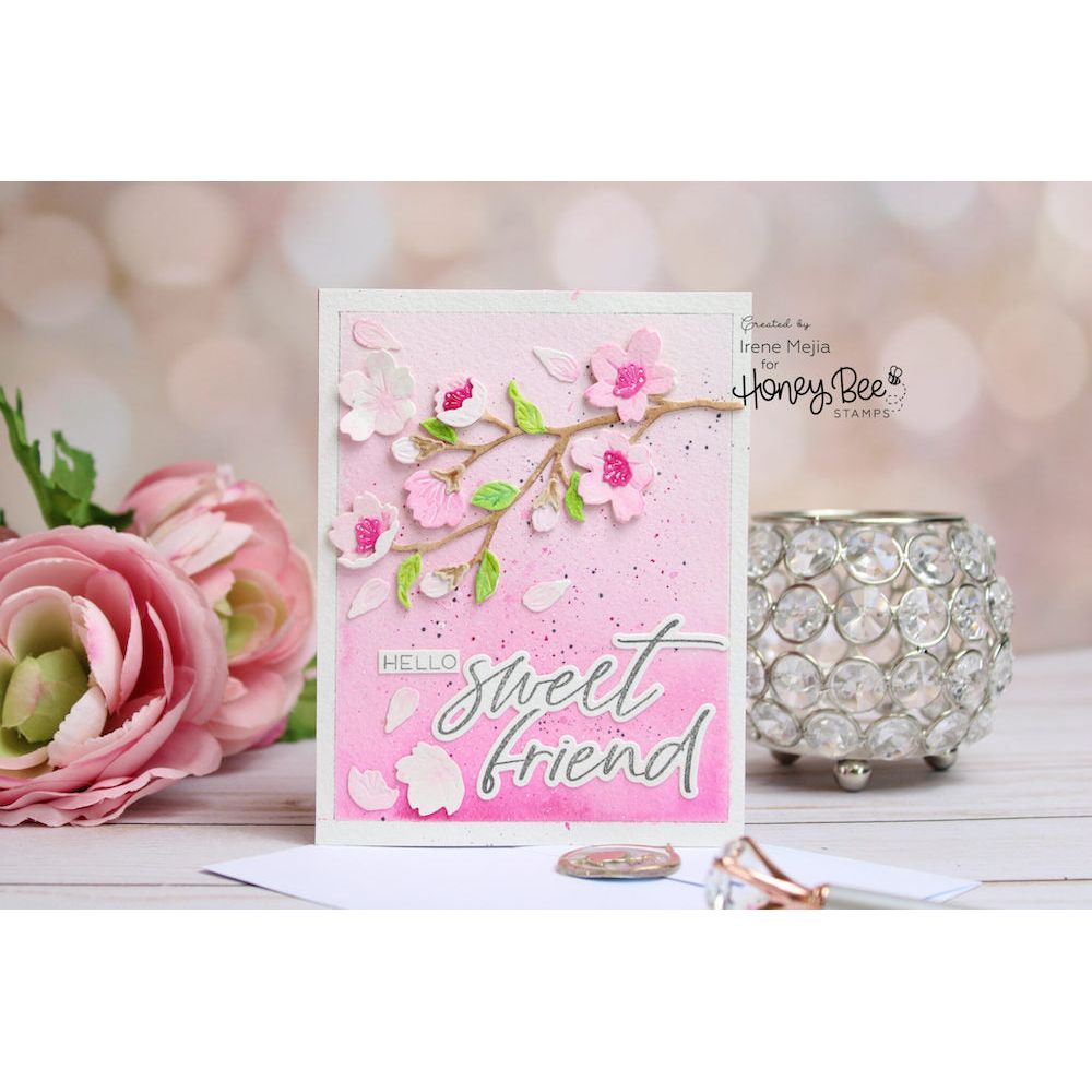 Honey Bee Lovely Layers Cherry Blossom Dies hbds-llchb Hello Sweet Friend Card