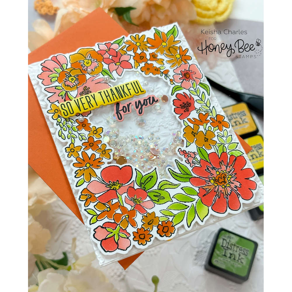 Honey Bee SPRING MEDLEY 3D Embossing Folder hbef-003 Thankful | color-code:ALT01