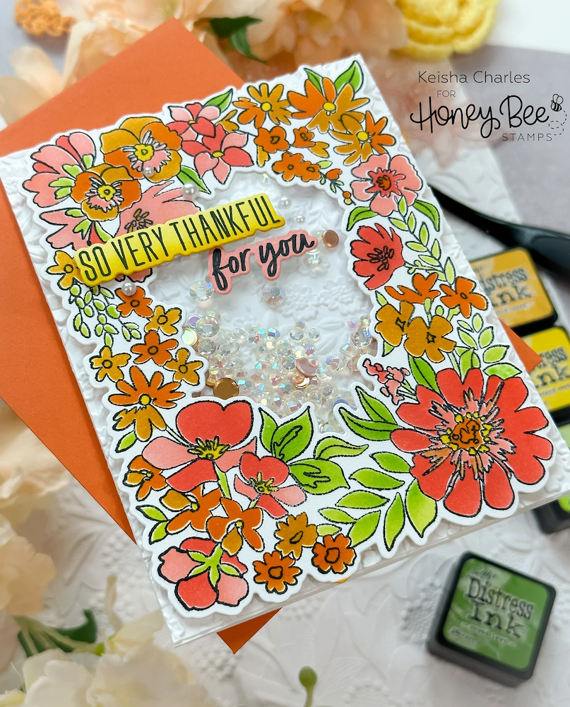 Honey Bee SPRING MEDLEY 3D Embossing Folder hbef-003 Thankful | color-code:ALT01