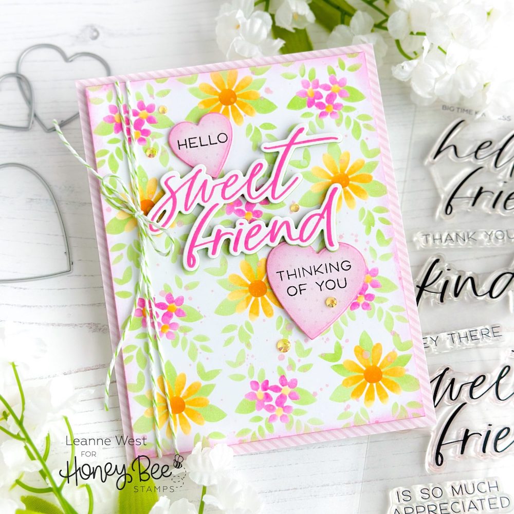 Honey Bee Daisy Lattice Stencil Set Of 4 hbsl-120 Hello Sweet Friend Card