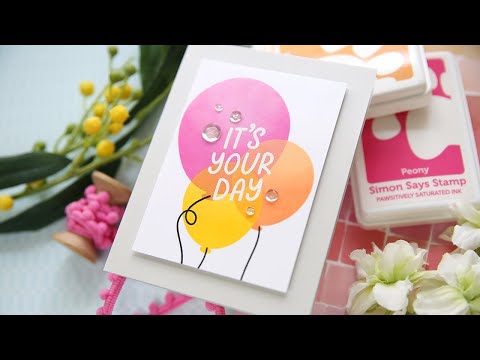 Simon Says Stamp! CZ Design Clear Stamps BALLOON GREETINGS cz273c Cozy Hugs