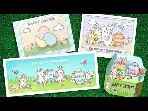 Lawn Fawn Eggstraordinary Easter Clear Stamps lf3077 4 start to finish cards