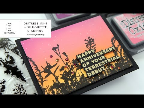 Simon Says Stamp! Simon Says Clear Stamps WILDFLOWERS sss201998 Wildflower Silhouette + Distress Oxides Cathy Zielske