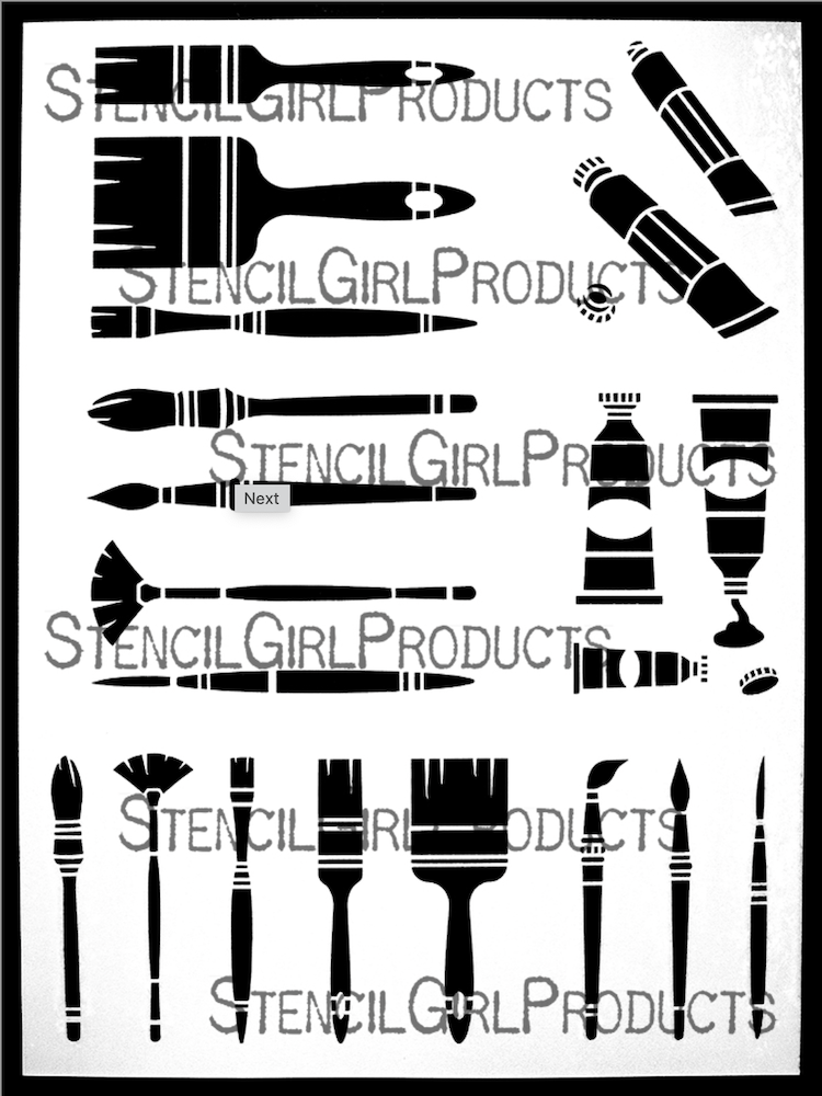 StencilGirl Paint Brushes and Tubes Stencil l953