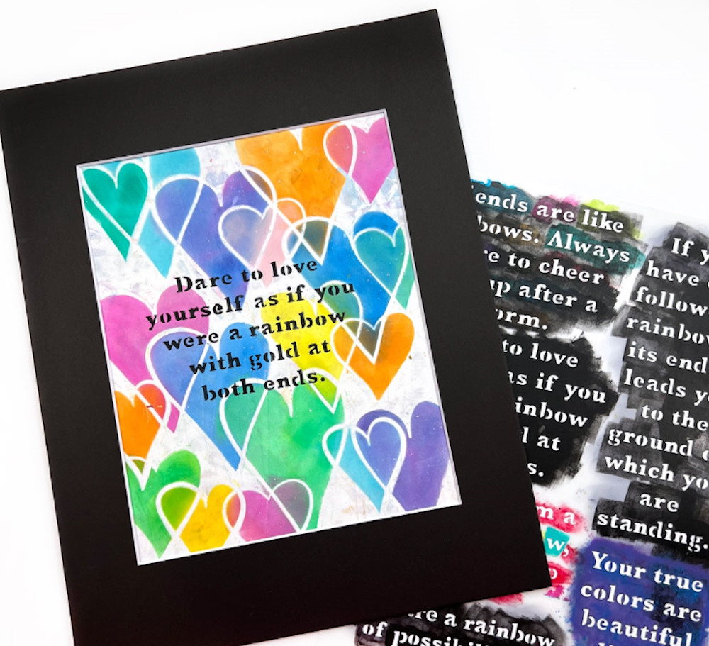 StencilGirl Rainbow Quotes Stencil l956 - Rainbow With Gold At Both Ends 